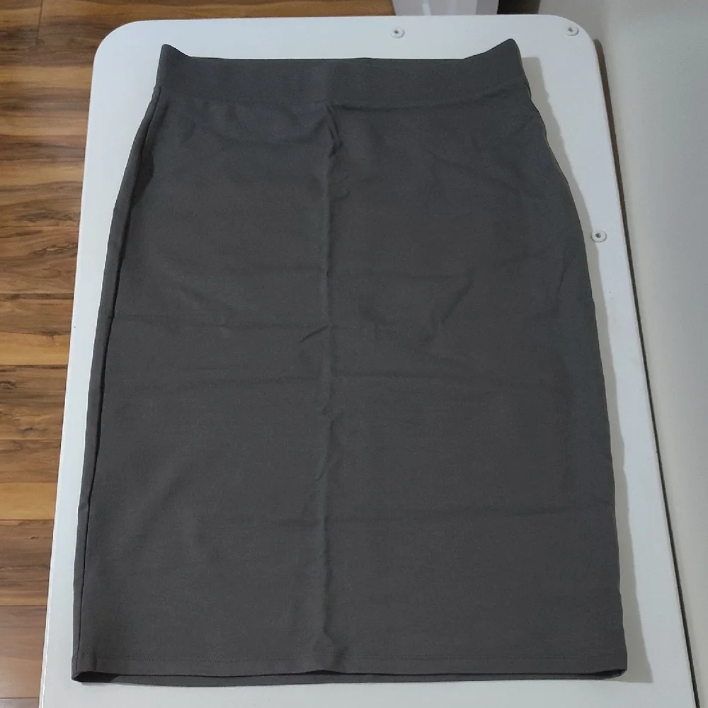 Zenana Ash Grey Ponte Pencil Skirt | Stretch Office Skirt |‎ S–3X